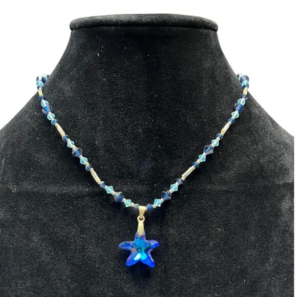 Celestial Blue Star Pendant Beaded Necklace - Picture 2 of 9